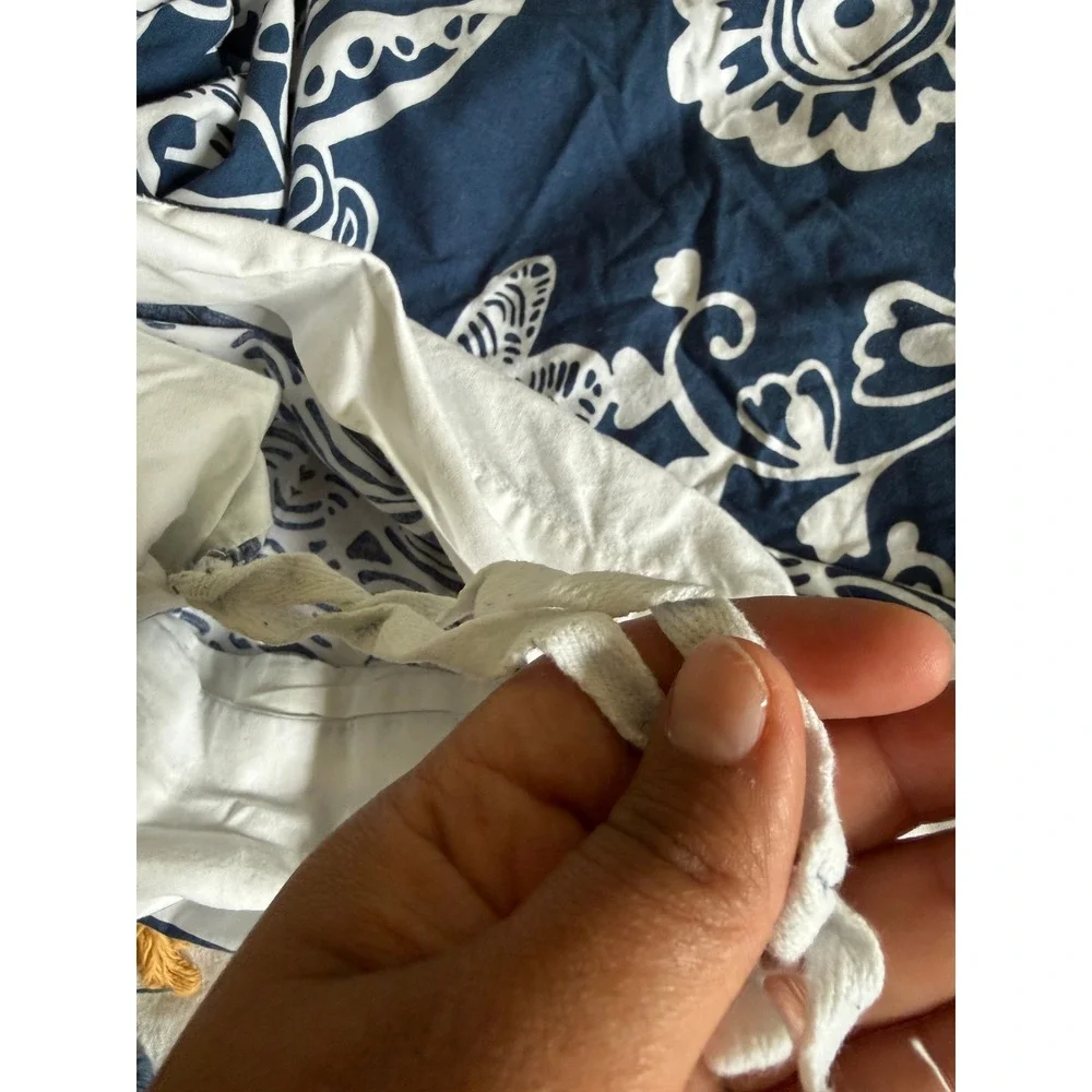 Pottery Barn Teen Natalia Floral Duvet Cover Navy Blue White Full Queen Cotton